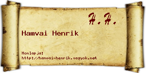 Hamvai Henrik névjegykártya